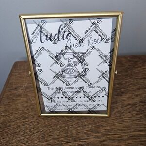 Gold Audio Guest Book Wedding Sign 6x8 Gold Frame Tabletop Decor Phone Message